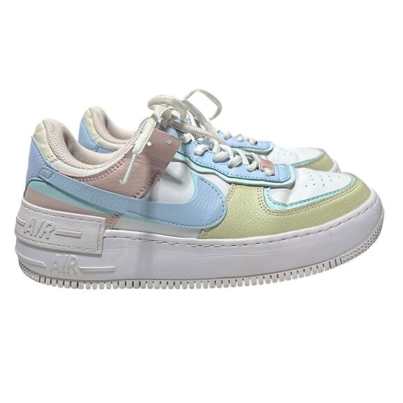 Nike Air Force Ones Pastel Blue Green Pink Size 8.5 Sneakers 2019 - Picture 1 of 15